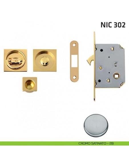 Kit quadrato con anello + taglio vite con trascinatore e serratura NIC 302 cromo satinato