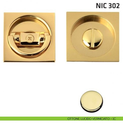 Kit quadrato con anello + taglio vite NIC 302 ottone lucido verniciato