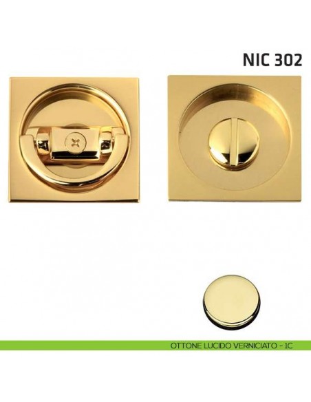 Kit quadrato con anello + taglio vite NIC 302 ottone lucido verniciato