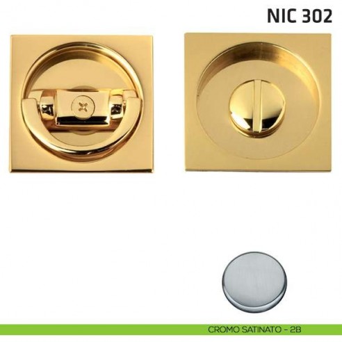 Kit quadrato con anello + taglio vite NIC 302 cromo satinato