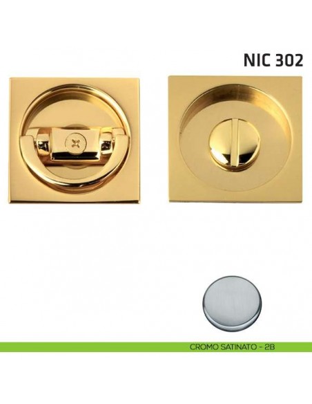 Kit quadrato con anello + taglio vite NIC 302 cromo satinato