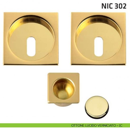 Kit quadrato foro chiave + trascinatore NIC 302 ottone lucido verniciato
