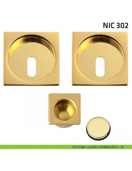 Kit quadrato foro chiave + trascinatore NIC 302 ottone lucido verniciato