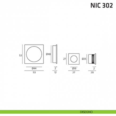 Kit quadrato foro chiave + trascinatore NIC 302 disegno