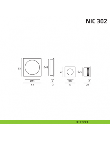 Kit quadrato foro chiave + trascinatore NIC 302 disegno