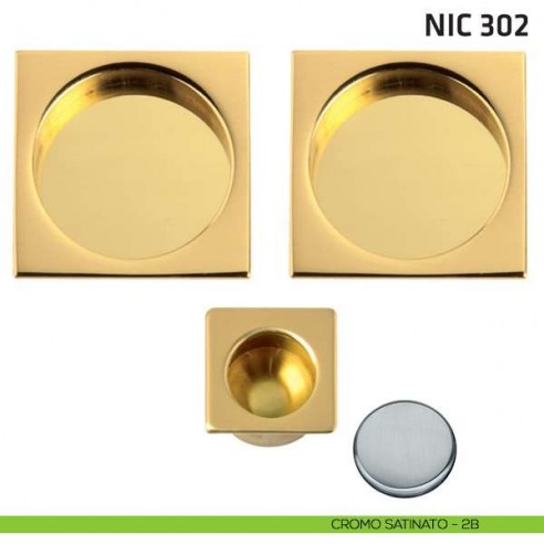 Kit quadrato cieco + trascinatore NIC 302 cromo satinato