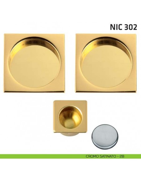 Kit quadrato cieco + trascinatore NIC 302 cromo satinato