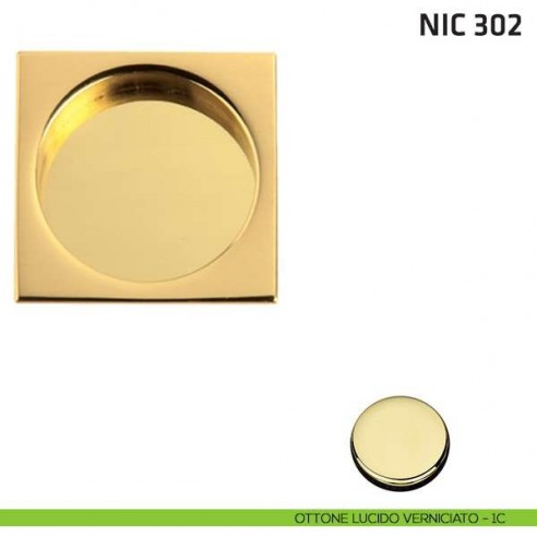 Maniglia incasso quadrata cieca NIC 302 ottone lucido verniciato