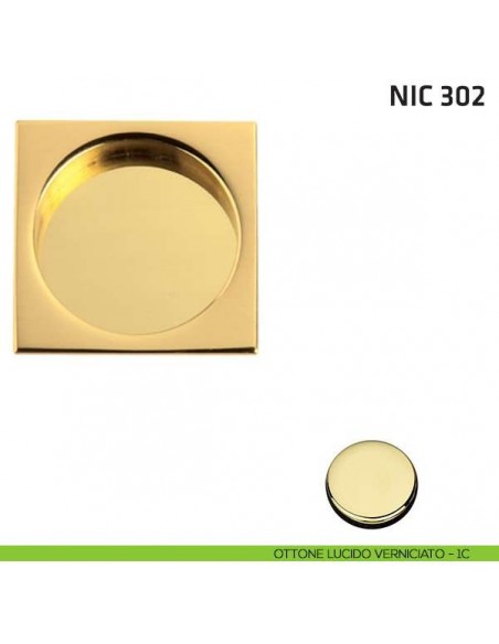 Maniglia incasso quadrata cieca NIC 302 ottone lucido verniciato