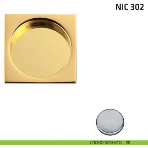 Maniglia incasso quadrata cieca NIC 302 cromo satinato