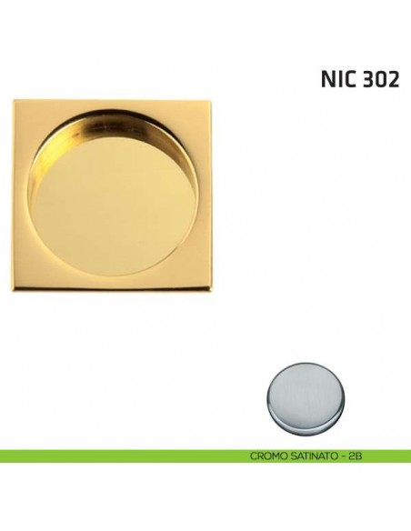 Maniglia incasso quadrata cieca NIC 302 cromo satinato