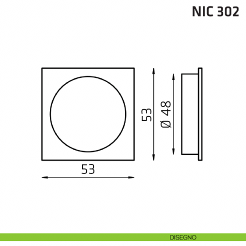 Maniglia incasso quadrata cieca NIC 302 disegno