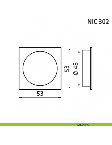 Maniglia incasso quadrata cieca NIC 302 disegno