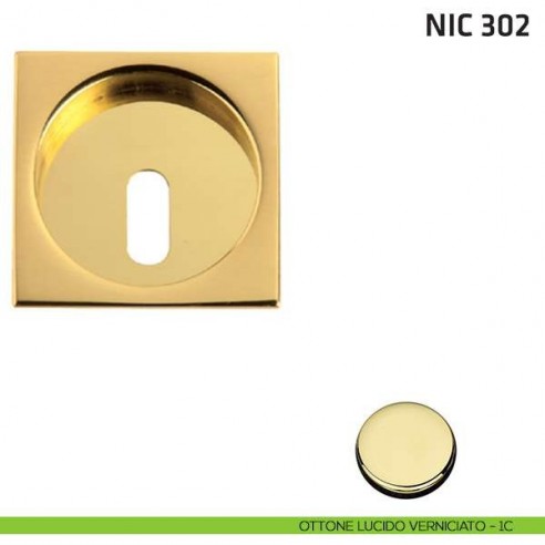 Maniglia incasso quadrata foro chiave NIC 302 ottone lucido verniciato