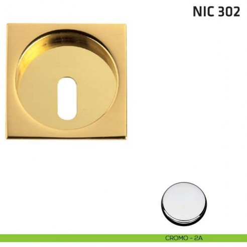 Maniglia incasso quadrata foro chiave NIC 302 cromo lucido
