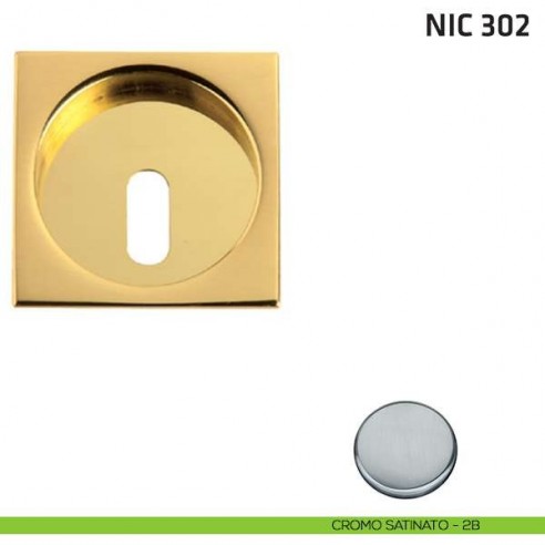 Maniglia incasso quadrata foro chiave NIC 302 cromo satinato