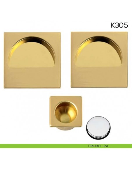 Maniglia incasso quadrata cieca mezzaluna NIC 305 cromo lucido