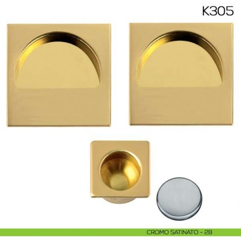Maniglia incasso quadrata cieca mezzaluna NIC 305 cromo satinato