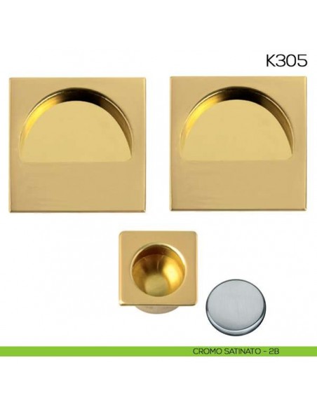Maniglia incasso quadrata cieca mezzaluna NIC 305 cromo satinato