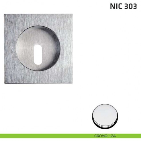 Maniglia incasso quadrata foro chiave NIC 303 cromo lucido