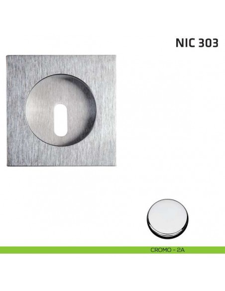 Maniglia incasso quadrata foro chiave NIC 303 cromo lucido