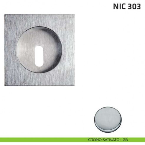 Maniglia incasso quadrata foro chiave NIC 303 cromo satinato