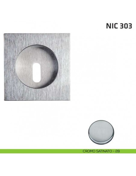 Maniglia incasso quadrata foro chiave NIC 303 cromo satinato