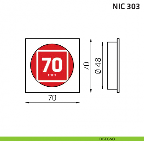 Maniglia incasso quadrata cieca NIC 303 disegno