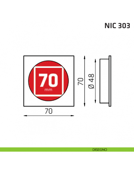 Maniglia incasso quadrata cieca NIC 303 disegno