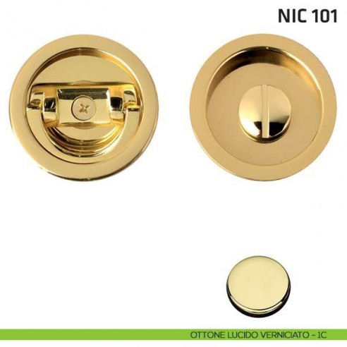 Kit tondo con anello + taglio vite NIC 101 ottone lucido verniciato
