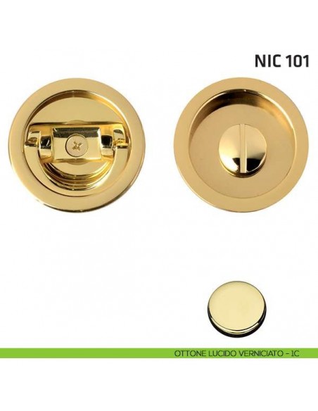 Kit tondo con anello + taglio vite NIC 101 ottone lucido verniciato