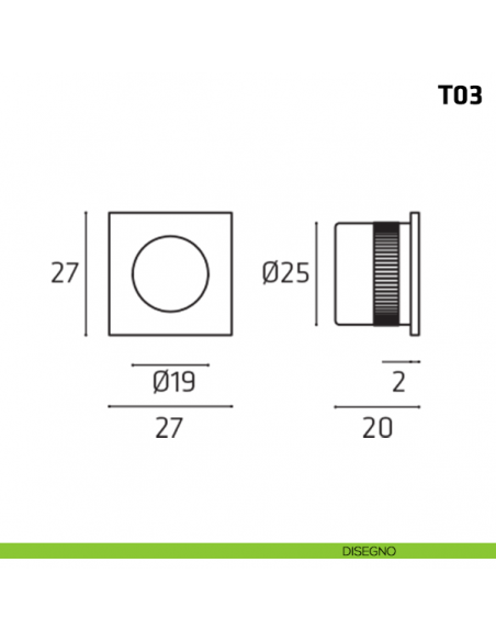 Ditale di trascinamento quadrato in metallo T03 disegno