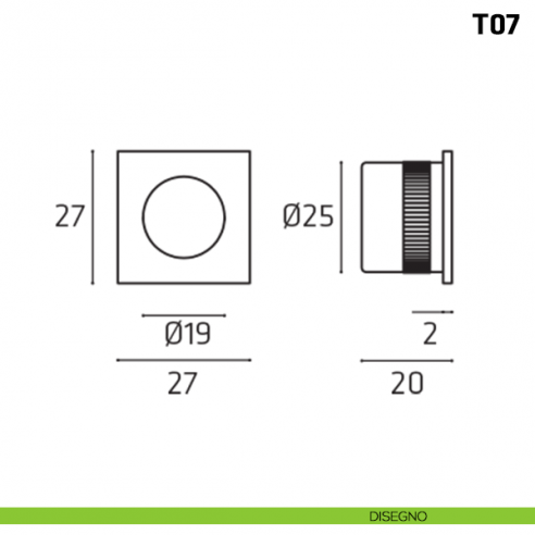 Ditale di trascinamento quadrato in plastica T07 disegno