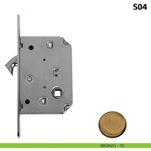 Serratura a gancio per porta scorrevole quadro 8 mm S04 bronzo