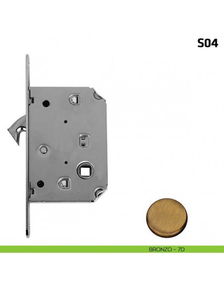 Serratura a gancio per porta scorrevole quadro 8 mm S04 bronzo