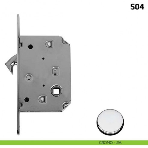 Serratura a gancio per porta scorrevole quadro 8 mm S04 cromo lucido