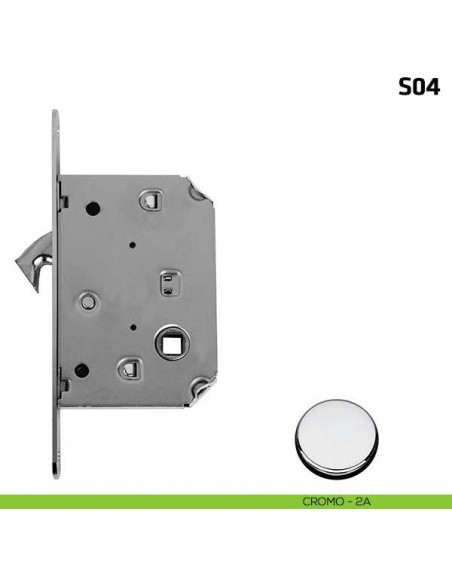 Serratura a gancio per porta scorrevole quadro 8 mm S04 cromo lucido