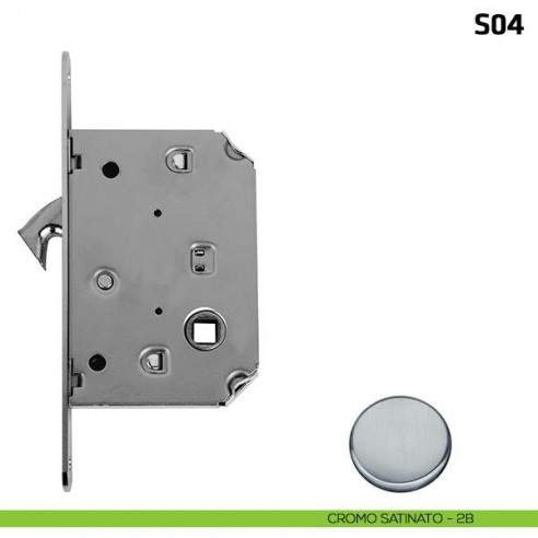 Serratura a gancio per porta scorrevole quadro 8 mm S04 cromo satinato