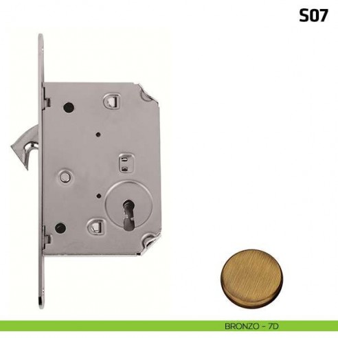 Serratura a gancio per porta scorrevole foro chiave S07 bronzo