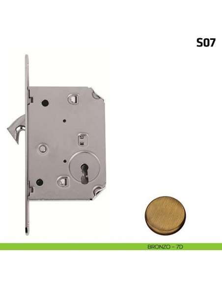 Serratura a gancio per porta scorrevole foro chiave S07 bronzo