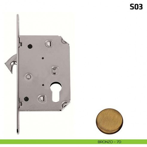 Serratura a gancio per porta scorrevole foro yale S03 bronzo
