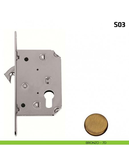 Serratura a gancio per porta scorrevole foro yale S03 bronzo