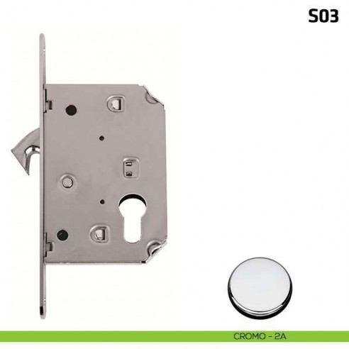 Serratura a gancio per porta scorrevole foro yale S03 cromo lucido