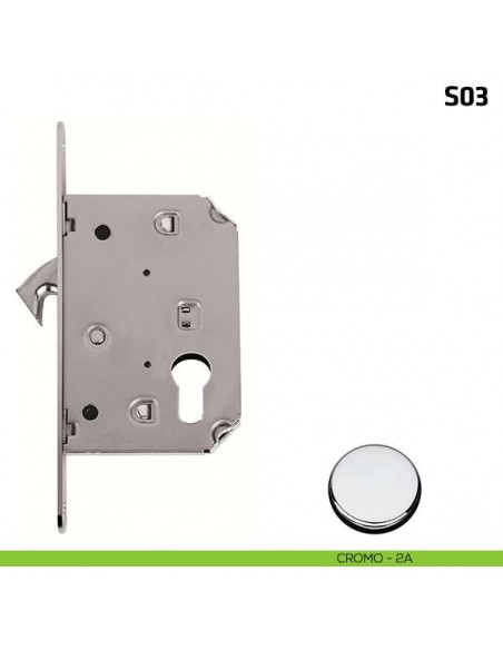 Serratura a gancio per porta scorrevole foro yale S03 cromo lucido