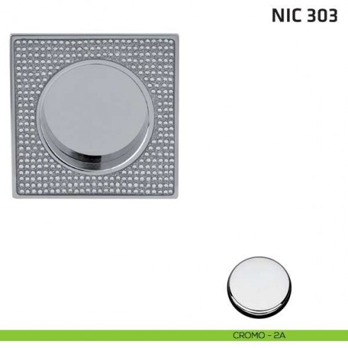 Maniglia incasso quadrata cieca con Swarovski NIC 303 cromo lucido