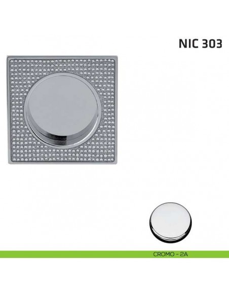 Maniglia incasso quadrata cieca con Swarovski NIC 303 cromo lucido