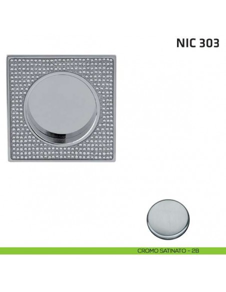 Maniglia incasso quadrata cieca con Swarovski NIC 303 cromo satinato