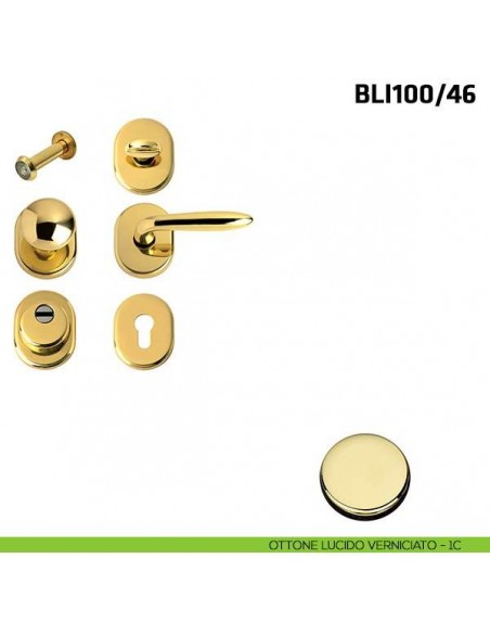Kit per porta blindata con defender diametro 46 mm BLI100/46 ottone lucido verniciato