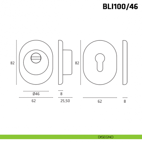 Kit per porta blindata con defender diametro 46 mm BLI100/46 disegno