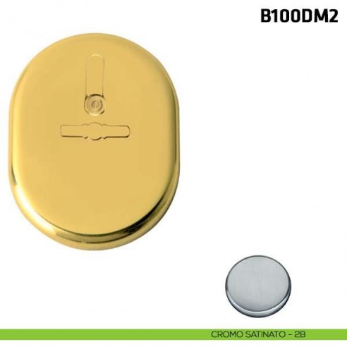 Borchia doppia mappa con coperchio verticale per porta blindata cromo satinato